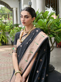 Black Paithani Silk Saree With Blouse Piece