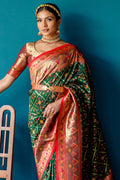 Green Banarasi Silk Saree With Blouse Piece