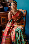 Green Banarasi Silk Saree With Blouse Piece