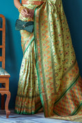 Pista Green Banarasi Silk Saree With Blouse Piece