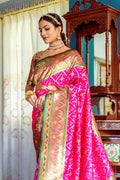 Pink Banarasi Silk Saree With Blouse Piece