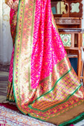 Pink Banarasi Silk Saree With Blouse Piece