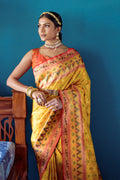 Yellow Banarasi Silk Saree With Blouse Piece