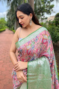 Pink Tusser Silk Saree with Pink Blouse Piece