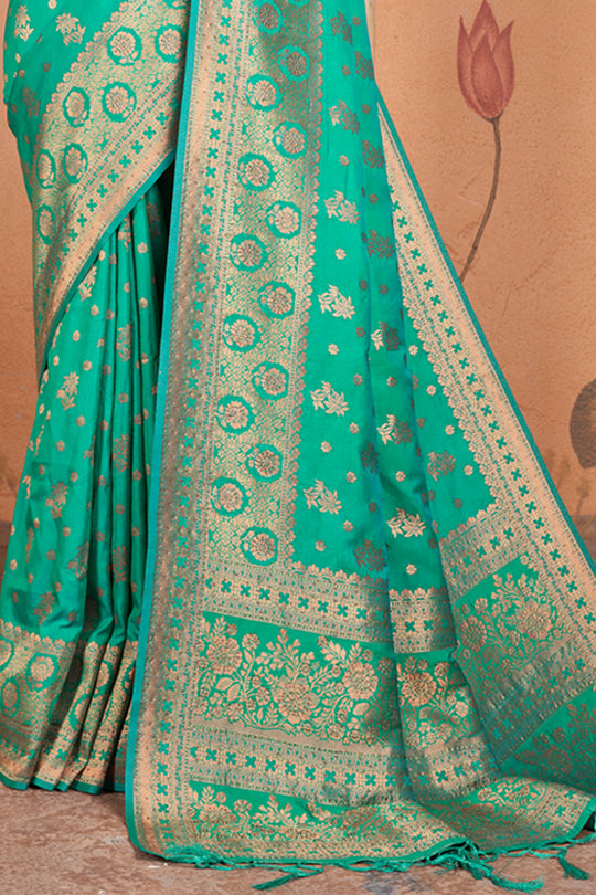 Teal Green Banarasi Saree