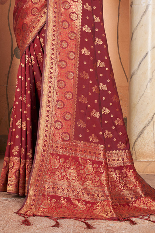 Dark Brown Banarasi Saree