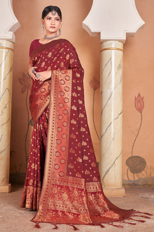 Dark Brown Banarasi Saree