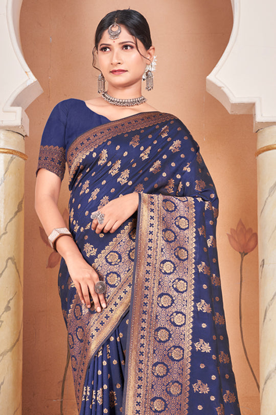 Royal Blue Banarasi Saree