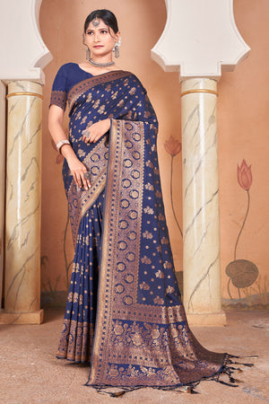Royal Blue Banarasi Saree