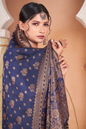 Royal Blue Banarasi Saree