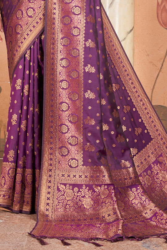 Magenta Violet Banarasi Saree