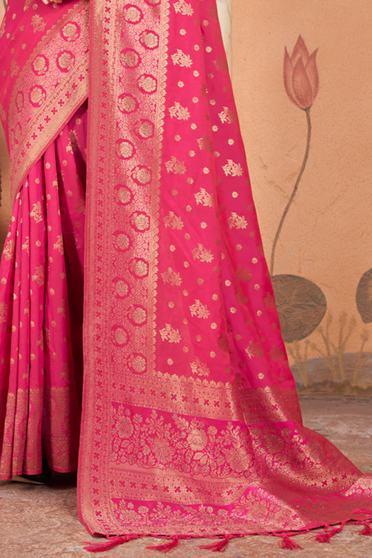 Hot Pink Banarasi Saree