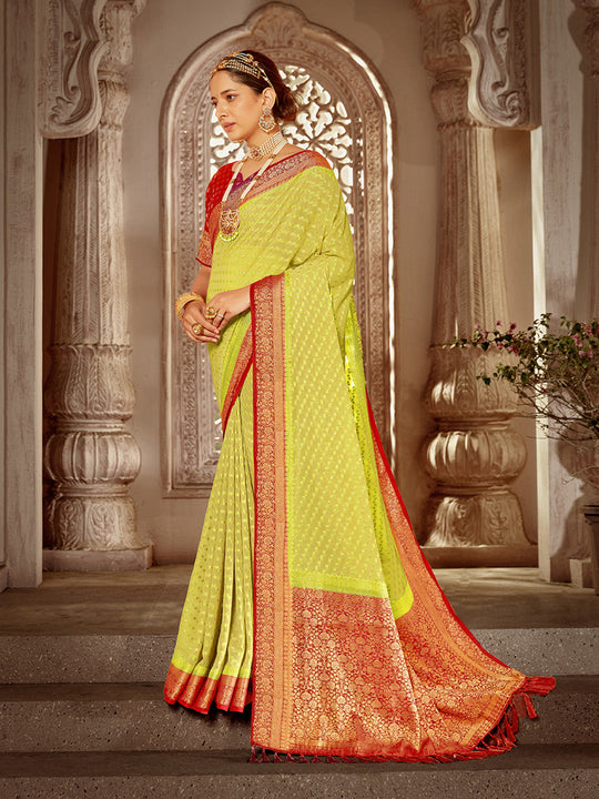 Georgette Banarasi Silk Saree With Blouse Piece