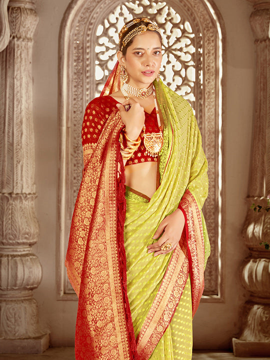 Georgette Banarasi Silk Saree With Blouse Piece