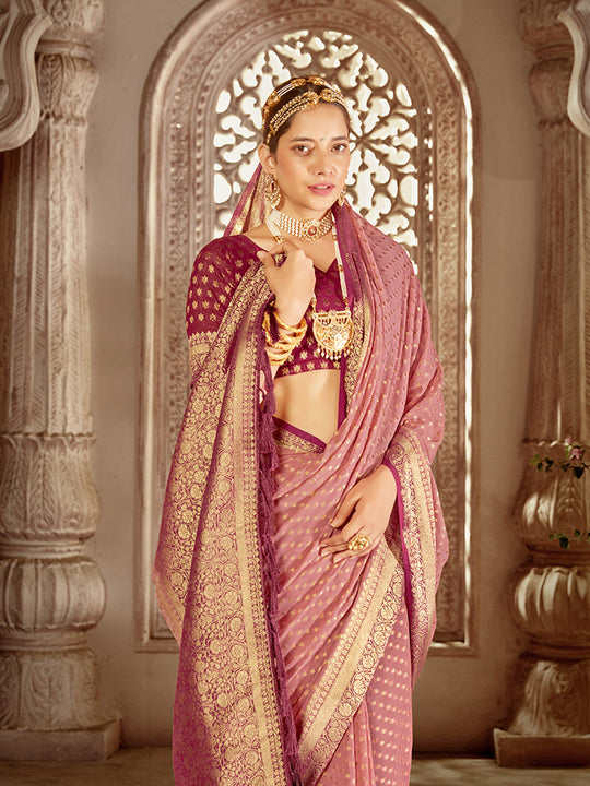 Georgette Banarasi Silk Saree With Blouse Piece