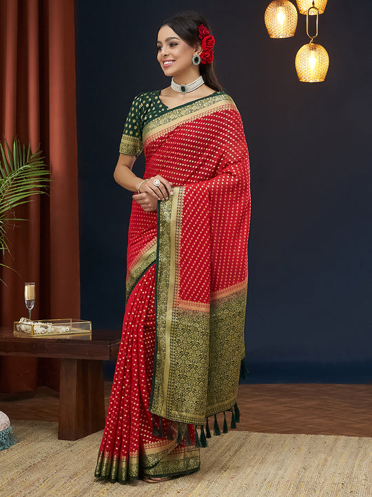 Georgette Banarasi Silk Saree With Blouse Piece