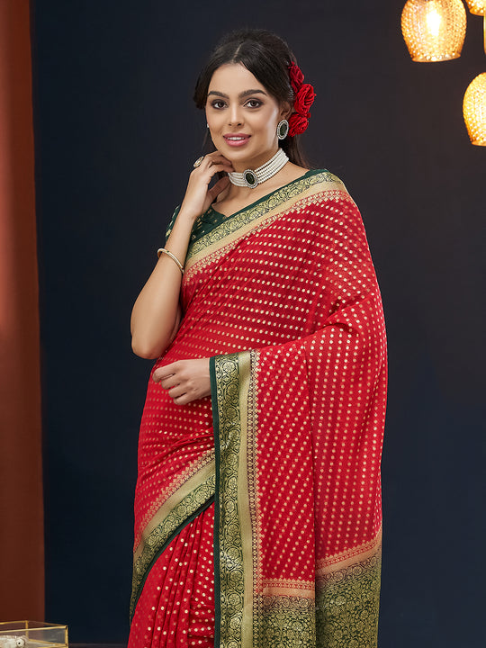 Georgette Banarasi Silk Saree With Blouse Piece