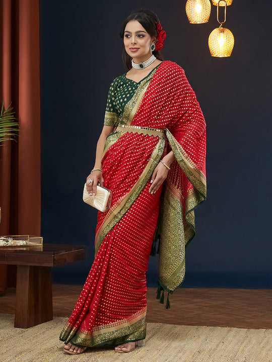 Georgette Banarasi Silk Saree With Blouse Piece