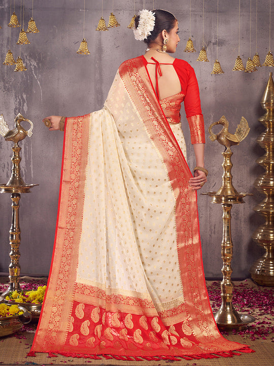 Georgette Banarasi Silk Saree With Blouse Piece