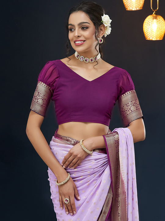 Georgette Banarasi Silk Saree With Blouse Piece