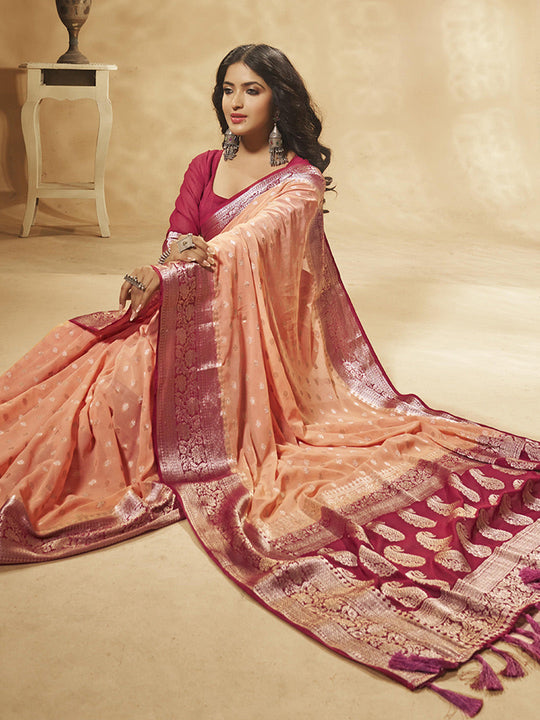 Georgette Banarasi Silk Saree With Blouse Piece