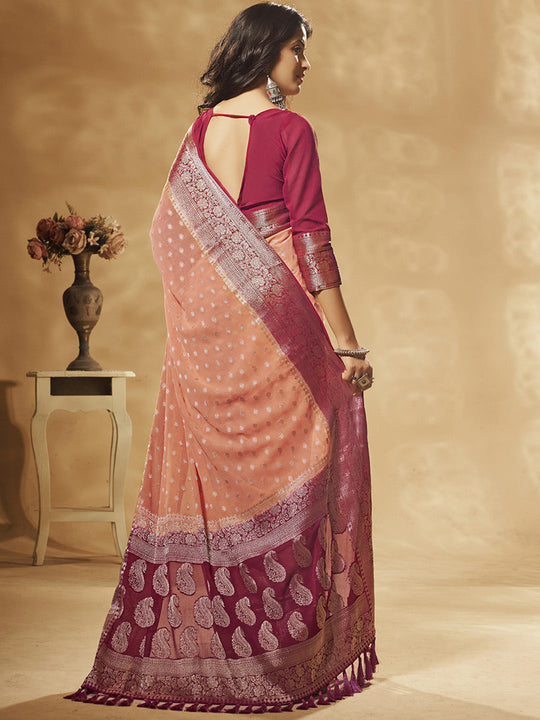 Georgette Banarasi Silk Saree With Blouse Piece