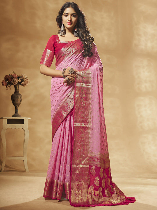 Georgette Banarasi Silk Saree With Blouse Piece