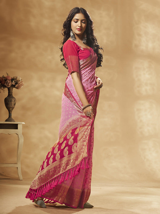 Georgette Banarasi Silk Saree With Blouse Piece