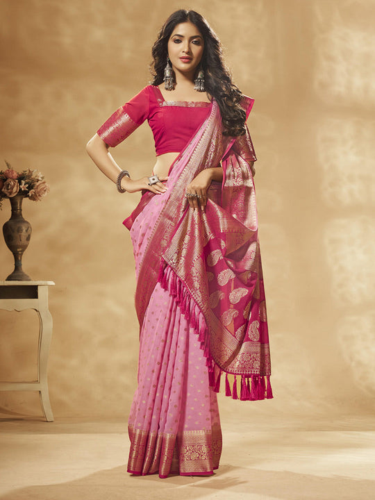Georgette Banarasi Silk Saree With Blouse Piece