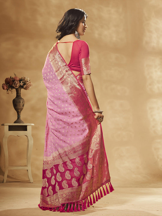 Georgette Banarasi Silk Saree With Blouse Piece