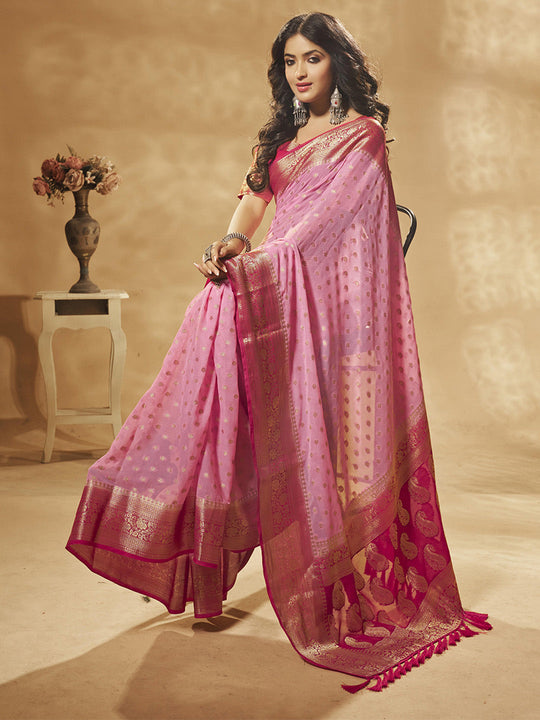 Georgette Banarasi Silk Saree With Blouse Piece