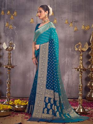 Georgette Banarasi Silk Saree With Blouse Piece
