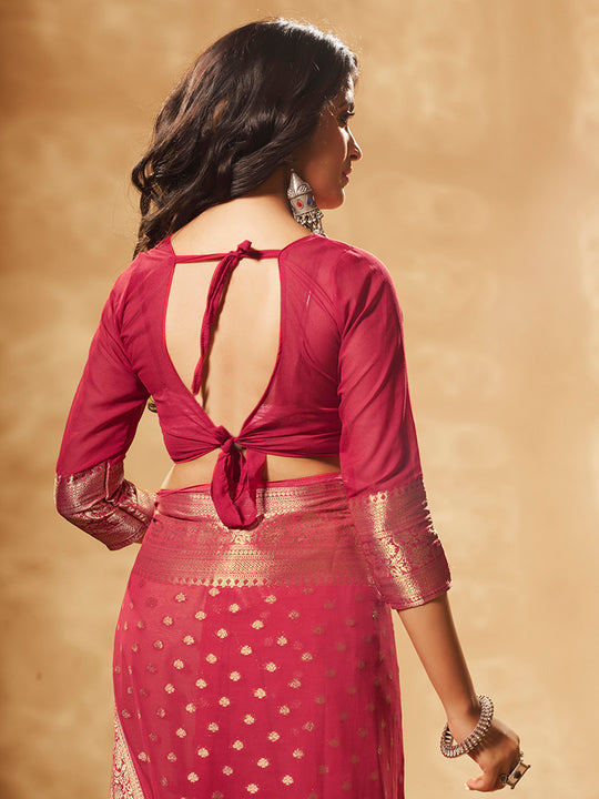 Georgette Banarasi Silk Saree With Blouse Piece