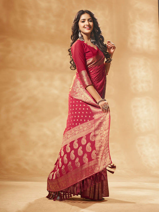 Georgette Banarasi Silk Saree With Blouse Piece