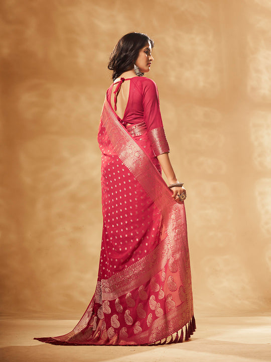 Georgette Banarasi Silk Saree With Blouse Piece