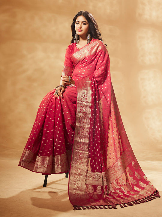 Georgette Banarasi Silk Saree With Blouse Piece