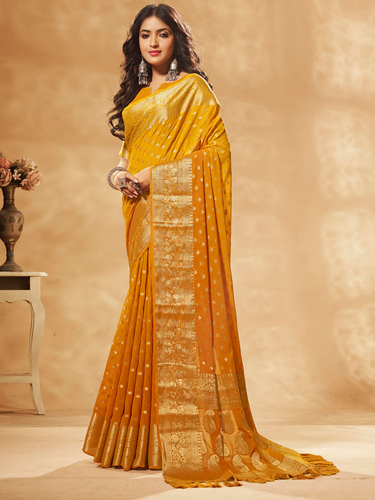 Georgette Banarasi Silk Saree With Blouse Piece