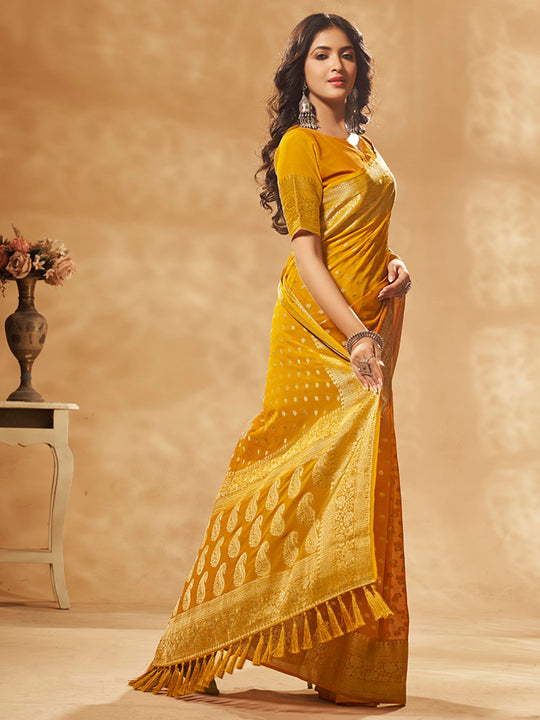 Georgette Banarasi Silk Saree With Blouse Piece