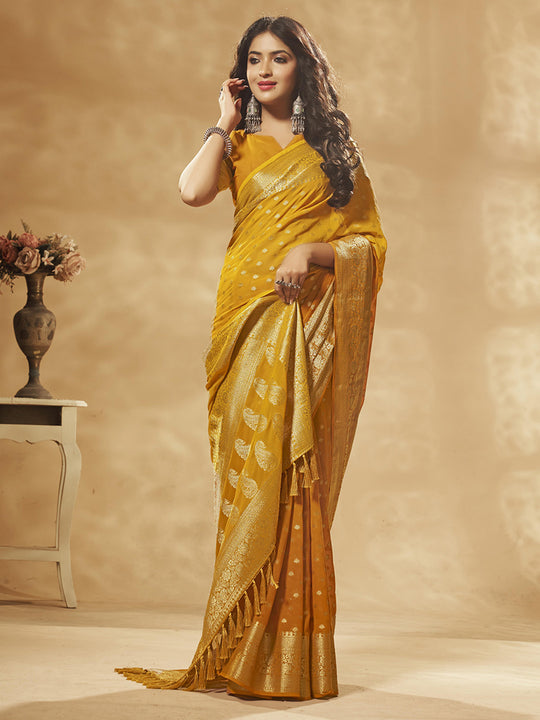 Georgette Banarasi Silk Saree With Blouse Piece