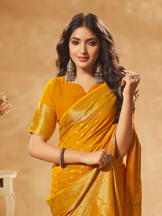 Georgette Banarasi Silk Saree With Blouse Piece