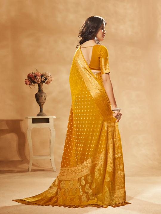 Georgette Banarasi Silk Saree With Blouse Piece