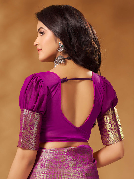 Georgette Banarasi Silk Saree With Blouse Piece