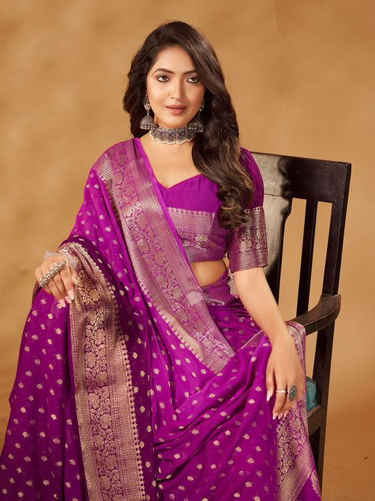 Georgette Banarasi Silk Saree With Blouse Piece