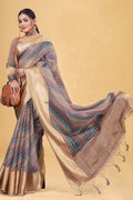 Grey Organza Saree With Blouse Piece