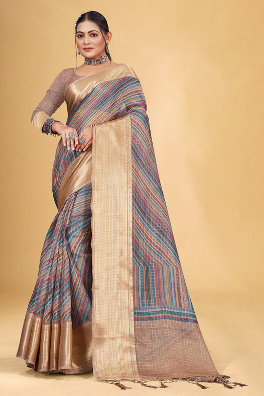 Grey Organza Saree With Blouse Piece