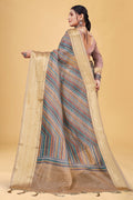 Grey Organza Saree With Blouse Piece