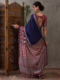 Blue Semi Modal Saree With Blouse Piece