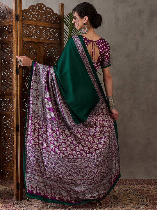 Green Semi Modal Saree With Blouse Piece