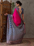 Pink Semi Modal Saree With Blouse Piece