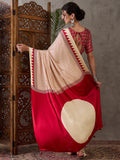 Cream Semi Modal Saree With Blouse Piece